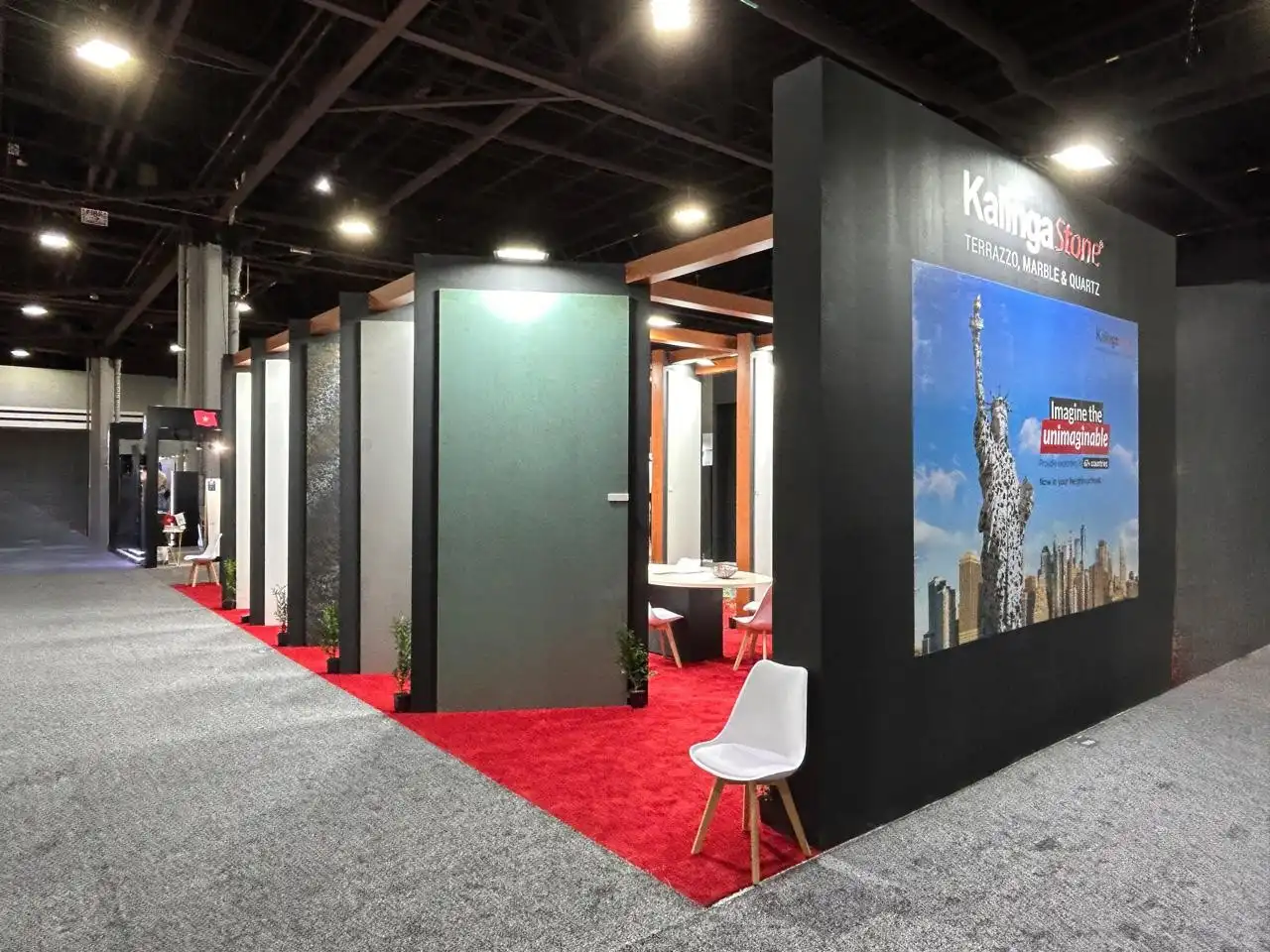 Kalinga Stone exhibition booth at Covering 2024 trade show, Kalinga Stone custom trade show booth design Covering 2024, branded exhibition stand display Atlanta trade show