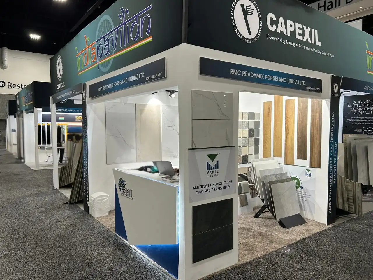 RRPIL exhibition booth at Covering 2024 trade show, RRPIL custom trade show booth design Covering 2024, branded exhibition stand display Atlanta trade show