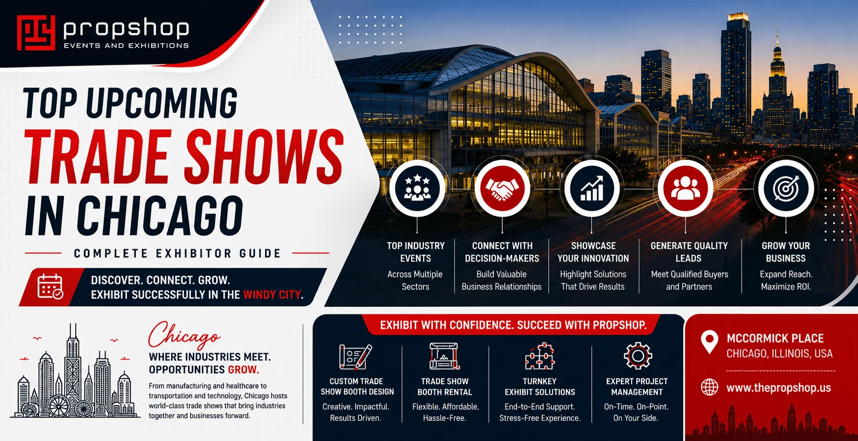 Top upcoming trade shows in Chicago featuring industry-leading exhibitions, business networking opportunities, innovation showcases, and exhibitor growth strategies.