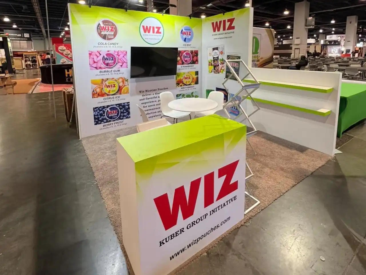 Wiz Pouches (Kamna Tobacco) exhibition stand TPE 2025 100 sqft
